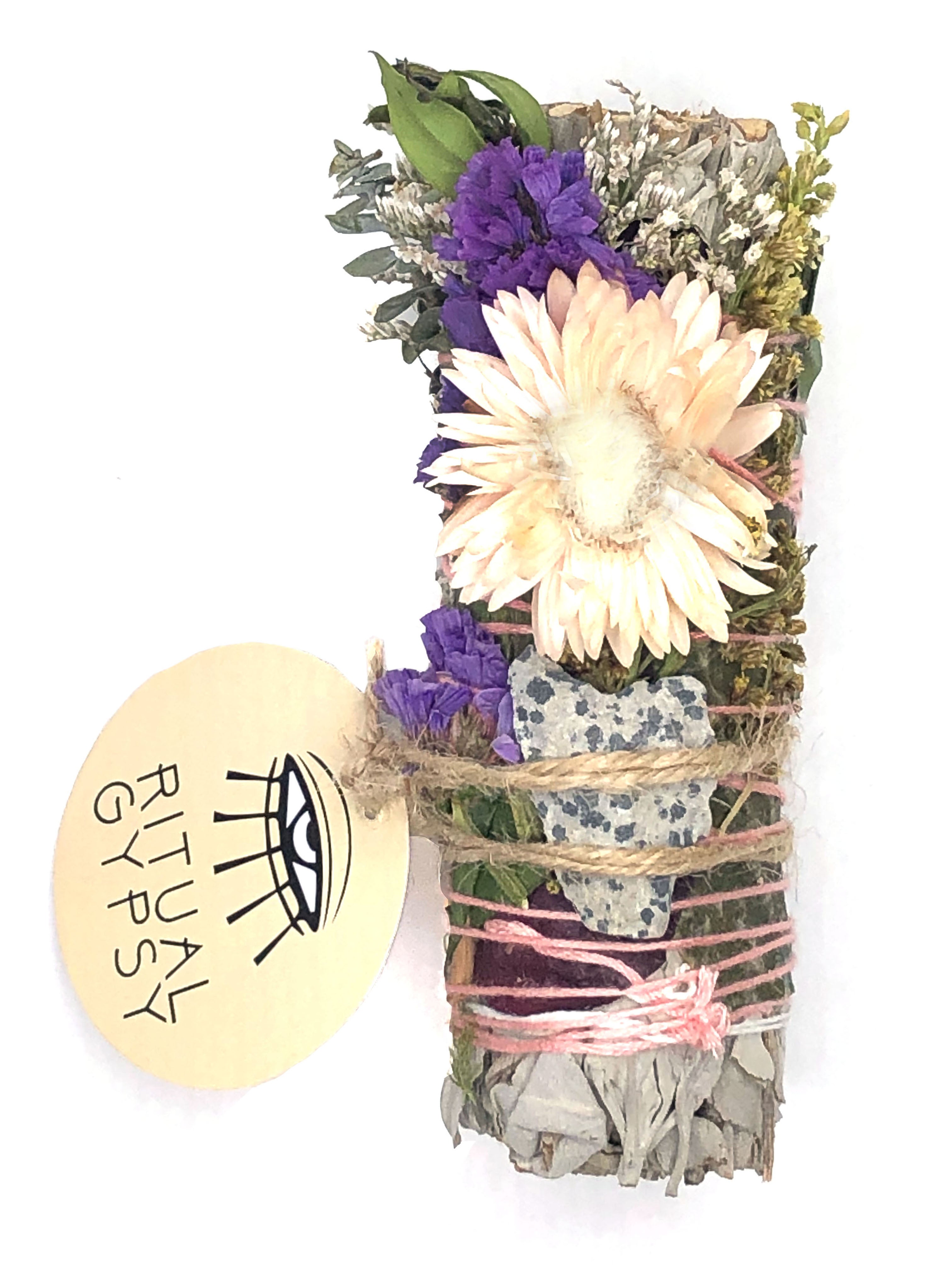 RITUAL SAGE WAND + Dalmatian Jasper (4"/9")