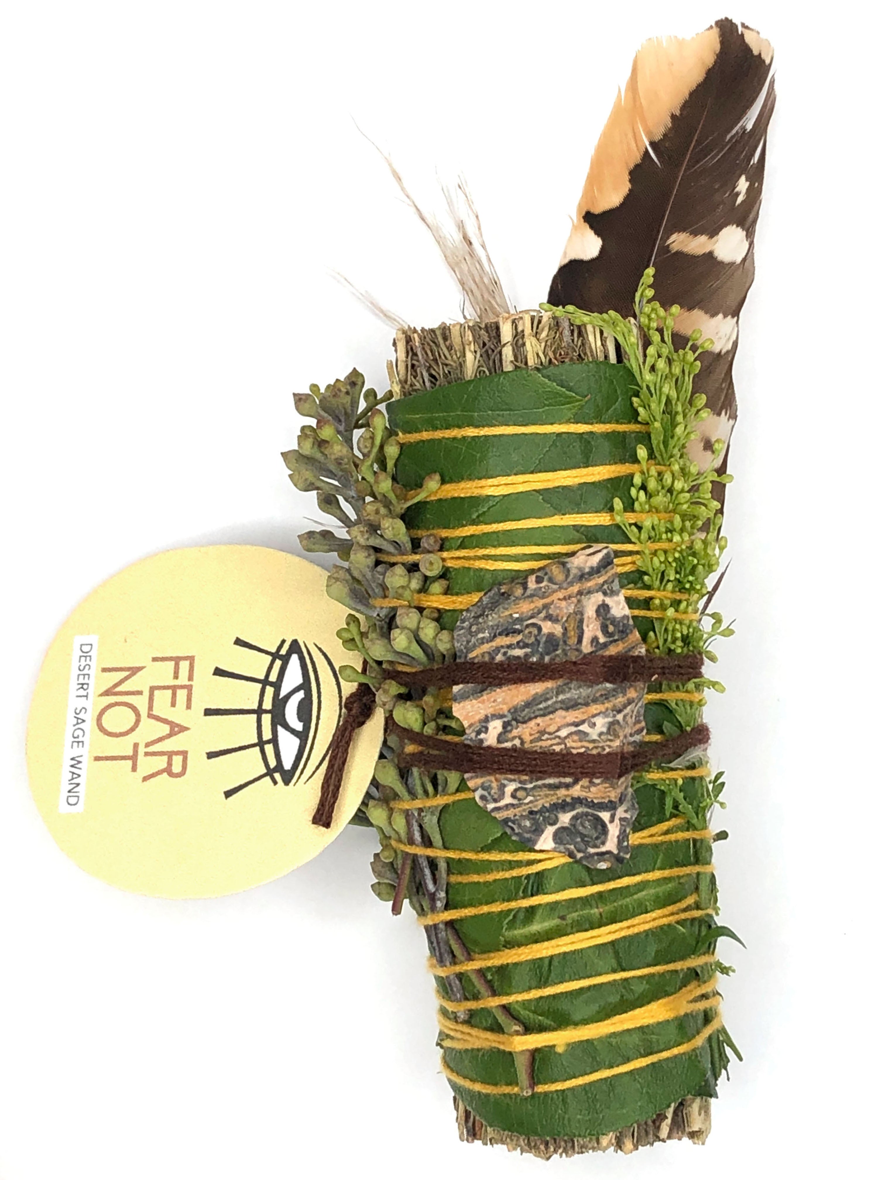 ‘FEAR NOT’ Ritual Wand (Desert Sage + Leopardskin Jasper)