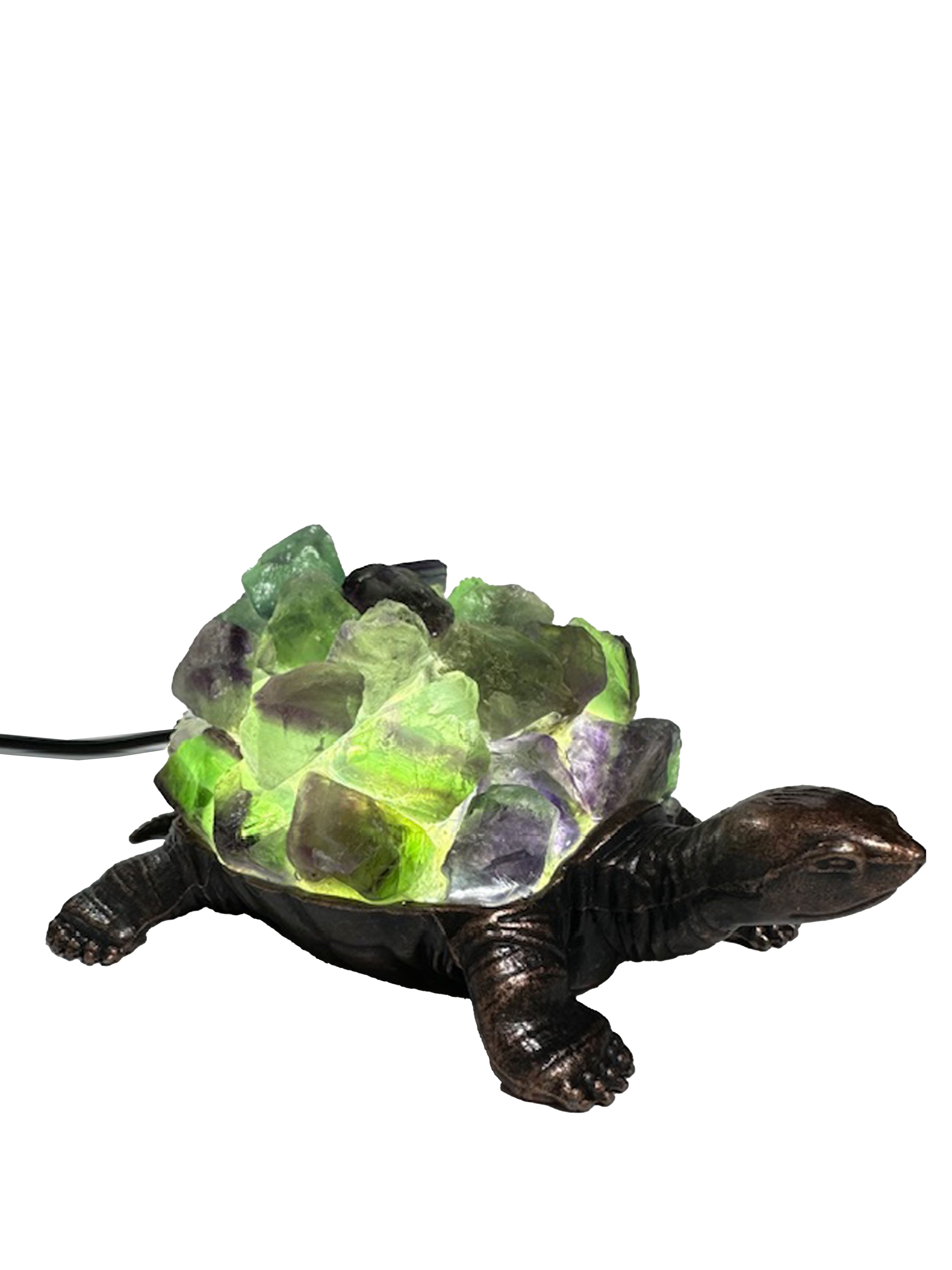 FLUORITE CRYSTAL TURTLE LAMP for Focus & Clarity