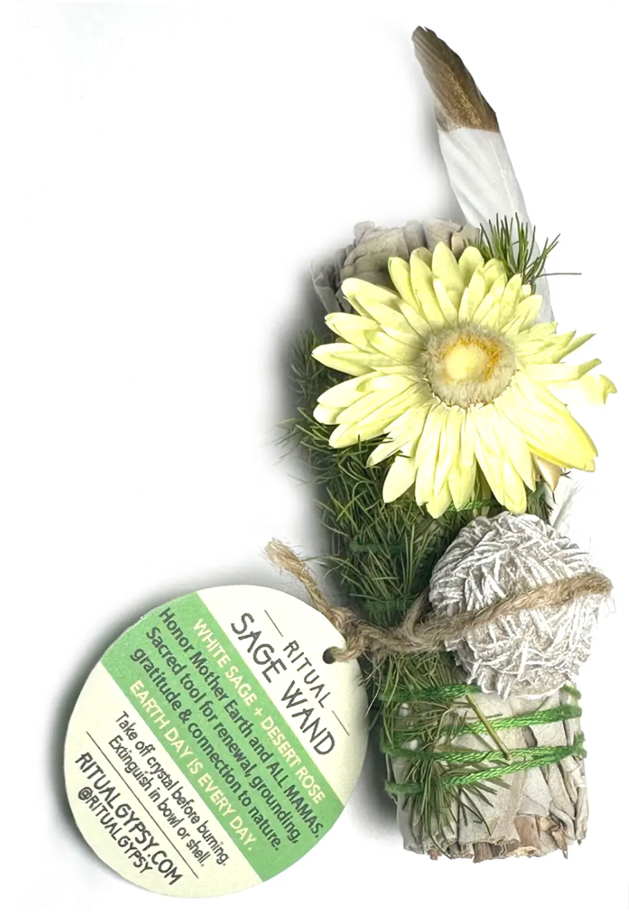 'EARTH MAMA' Ritual Sage Wand + Desert Rose