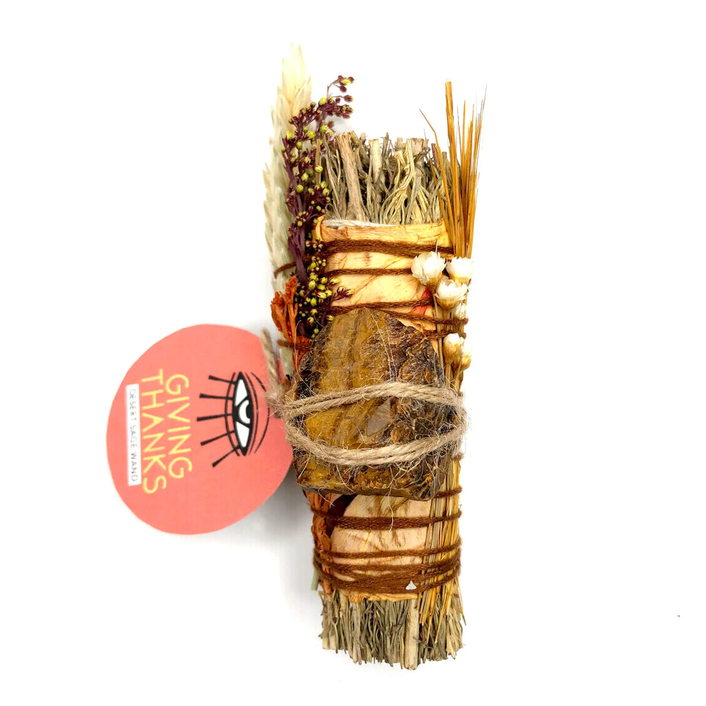 ‘GIVING THANKS’ RITUAL WAND (DESERT SAGE + TIGER’S EYE)