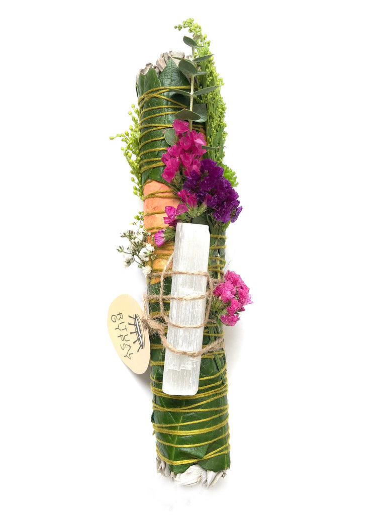 RITUAL SAGE WAND + Selenite (4"/9")