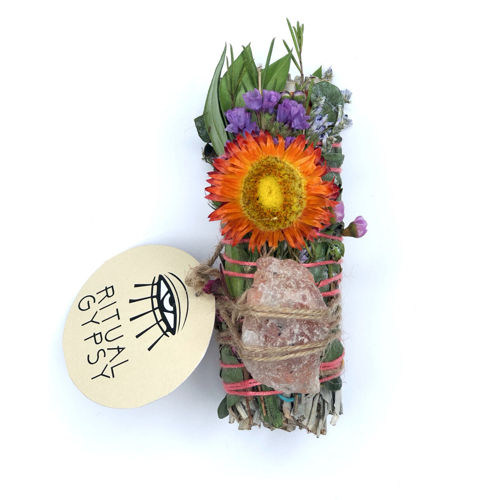 RITUAL SAGE WAND + Sunstone (4"/9")